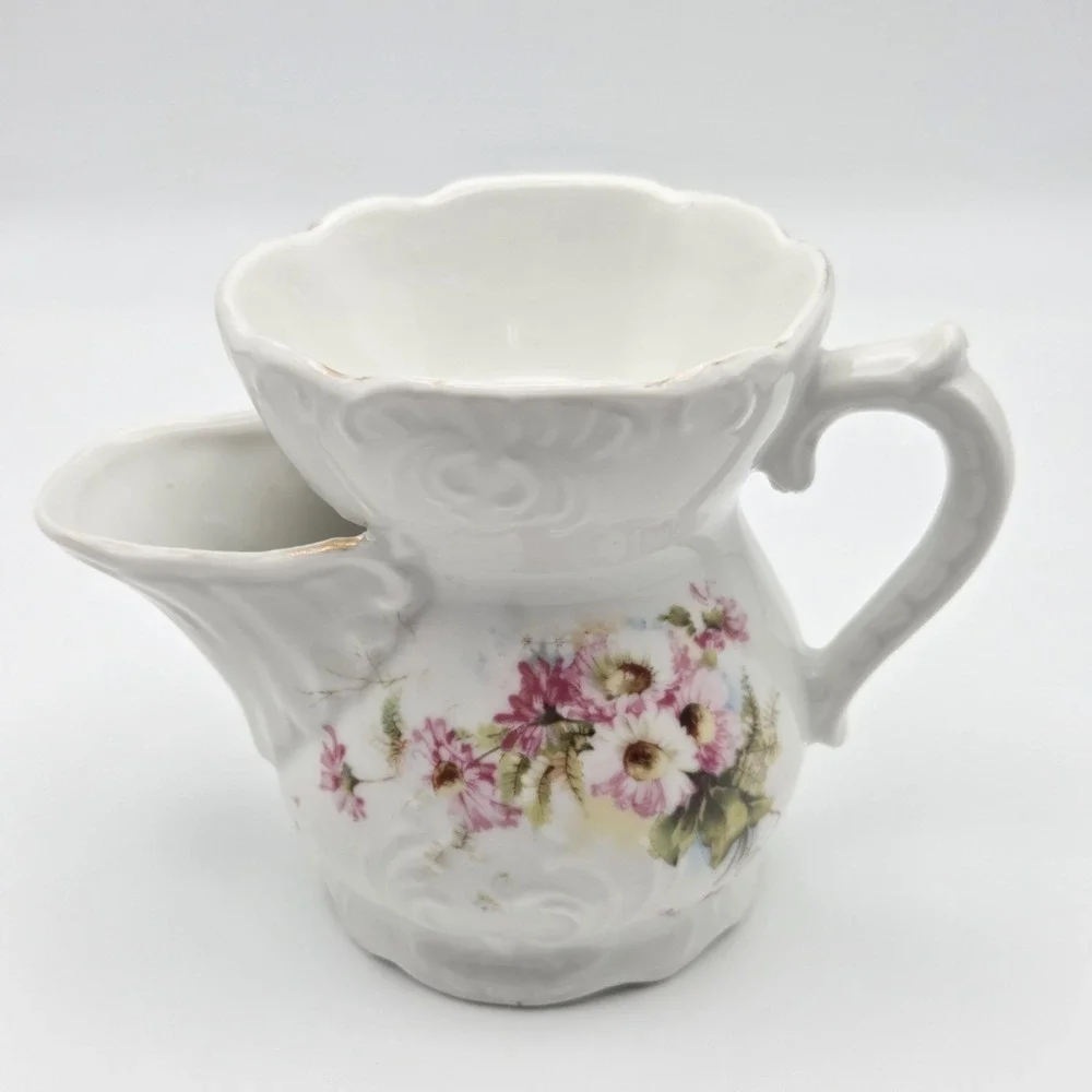 Vintage Floral‎ Shaving Scuttle Mug Victorian Cottagecore Flower Stand/Vase